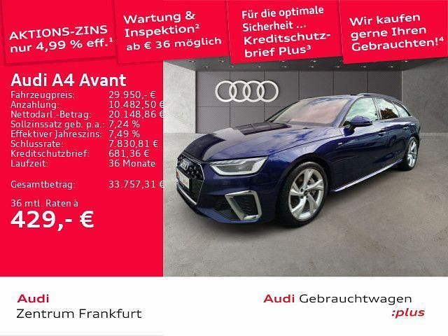 Navarrablau metallic Gebraucht 2023 Audi A4 S-Line Kombi | 29.950 € (Superpreis) - Bild 1/3