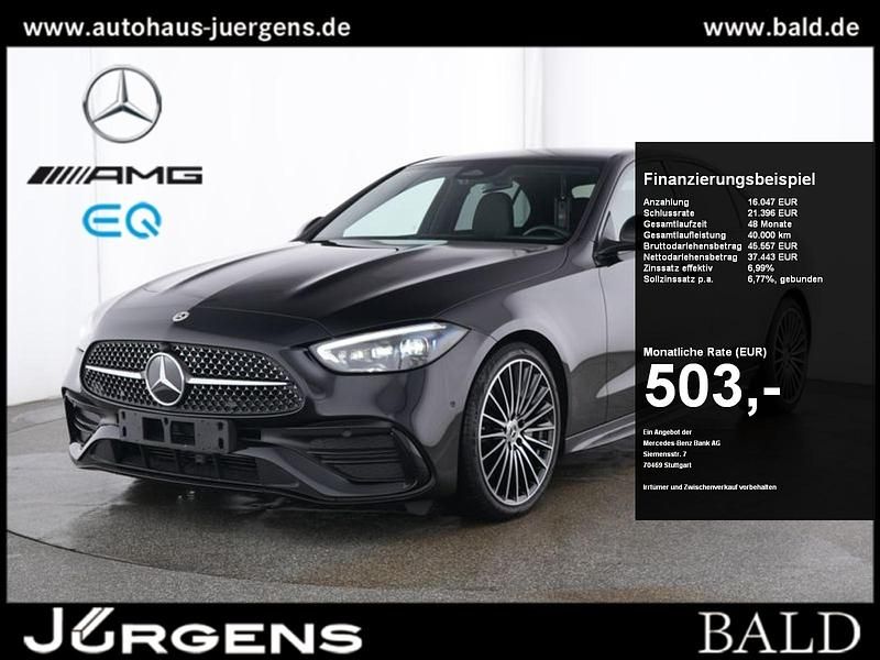 Obsidianschwarz metallic Gebraucht 2024 Mercedes C300 AMG Limousine | 53.440 € (Teuer) - Bild 1/4