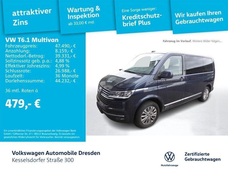 Starlight blue metallic Gebraucht 2021 VW T6.1 Comfortline Van | 47.490 € (Superpreis) - Bild 1/4