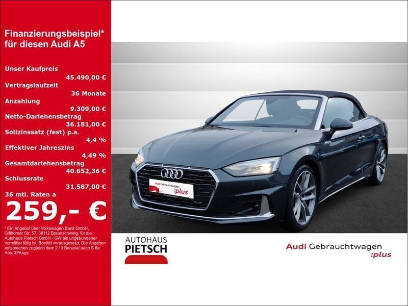 Manhattangrau verdeck schwarz Gebraucht 2024 Audi A5 Cabriolet Advanced Cabrio | 45.490 € (Guter Preis) - Bild 1/4