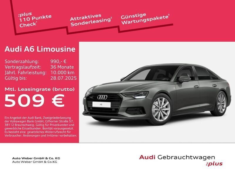 Grau Gebraucht 2023 Audi A6 S-Line Limousine | 59.290 € (Teuer) - Bild 1/3