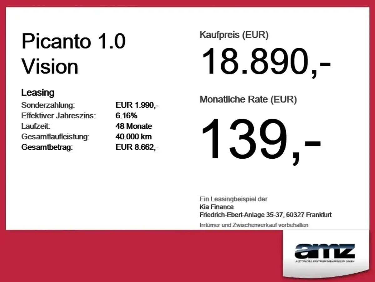 Neu Kia Picanto Vision 68 PS (50 kW) 2026 (m7g) astro grey m Kleinwagen