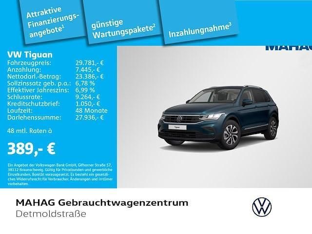 Blau Gebraucht 2022 VW Tiguan Active SUV | 29.781 € (Fairer Preis) - Bild 1/2