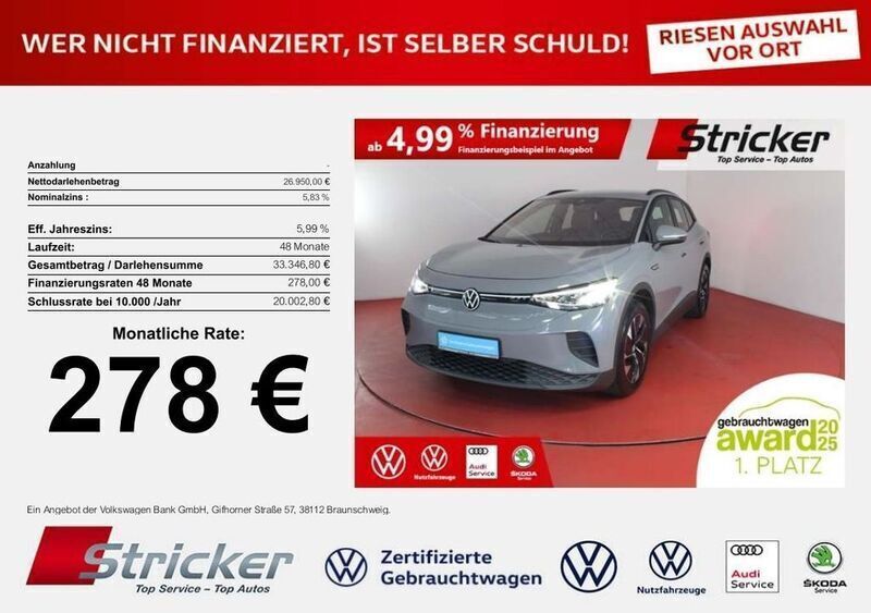 Mondsteingrau Gebraucht 2023 VW ID.4 Pro Performance SUV | 26.949 € (Fairer Preis) - Bild 1/4
