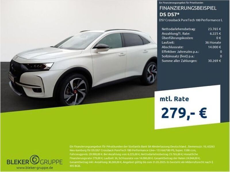 Weiss perlglänzend Gebraucht 2023 DS Automobiles DS7 Crossback Performance Line Plus SUV | 29.990 € (Superpreis) - Bild 1/3