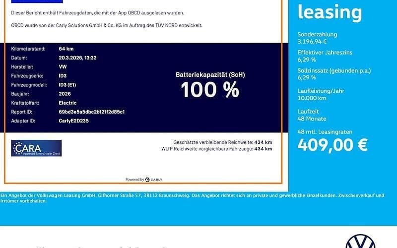 Neu VW ID.3 Pure 125 kW (170 PS) 2026 Schwarz Kleinwagen