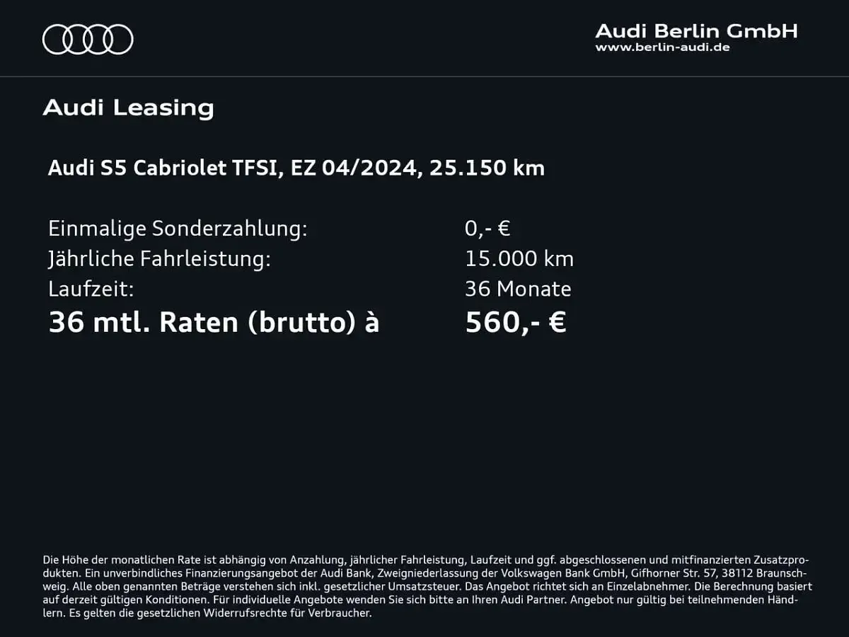 Gebraucht Audi S5 Cabriolet Ambiente 354 PS (260 kW) 2024 Progressivrot metallic/verdeck Cabrio