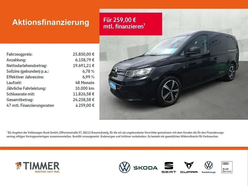 Gebraucht VW Caddy Maxi Basis 114 PS (83 kW) 2022 Schwarz Van / Kleinbus