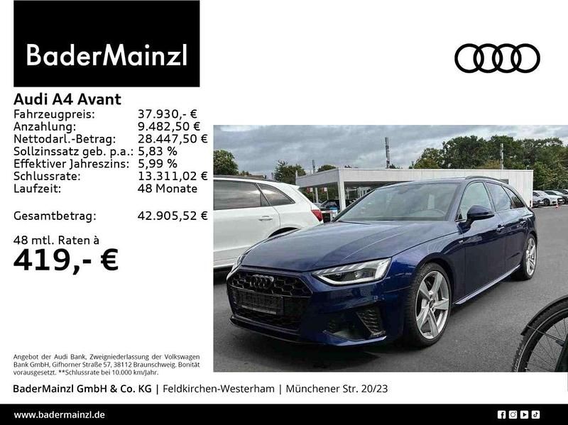 Navarrablau metallic Gebraucht 2022 Audi A4 Ambiente Kombi | 37.930 € (Teuer) - Bild 1/3