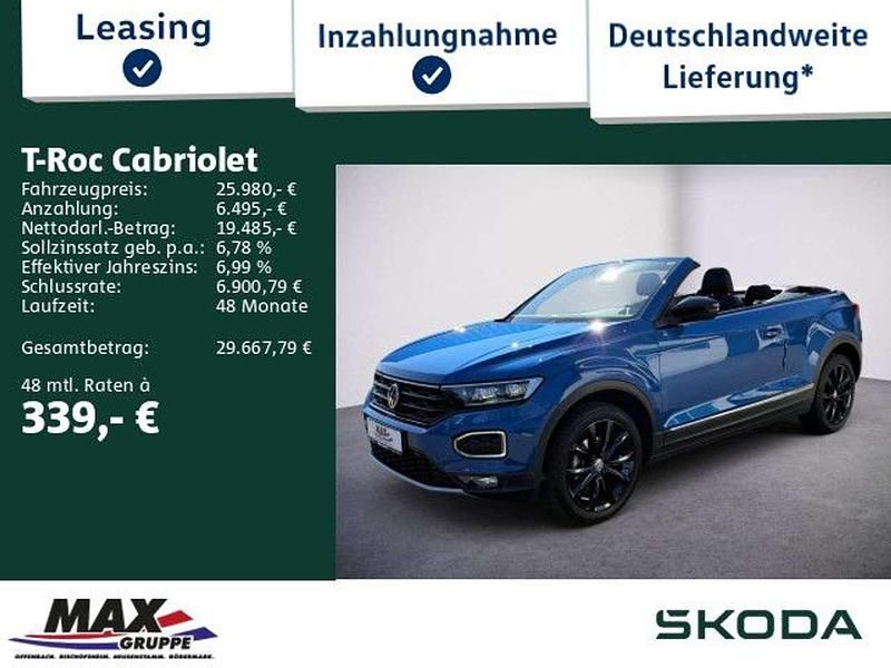 Blau Gebraucht 2020 VW T-Roc Cabriolet Style Cabrio | 25.980 € (Fairer Preis) - Bild 1/3