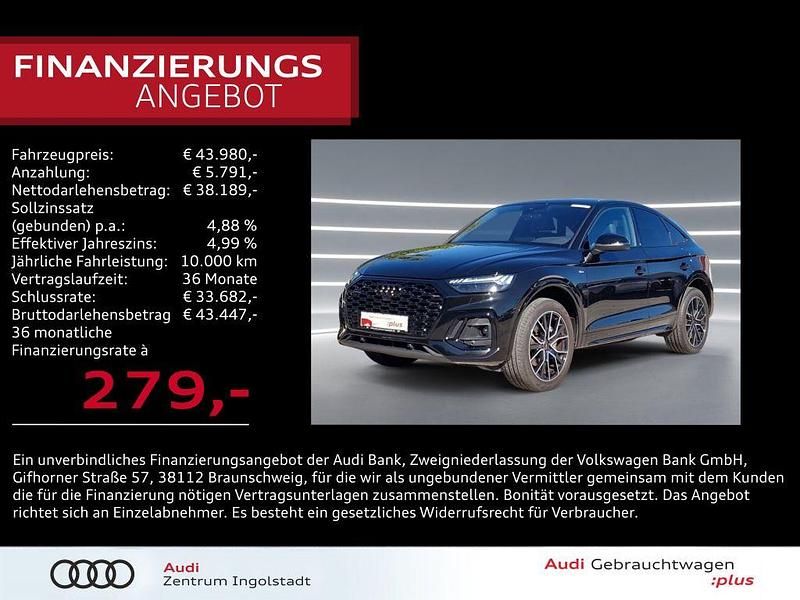 Mythosschwarz metallic Gebraucht 2023 Audi Q5 Sportback S-Line SUV | 43.980 € (Superpreis) - Bild 1/3