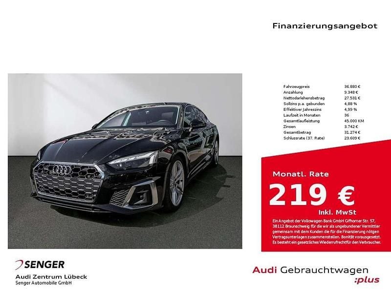 Mythosschwarz metallic Gebraucht 2021 Audi A5 Sportback S-Line Limousine | 36.880 € (Fairer Preis) - Bild 1/4