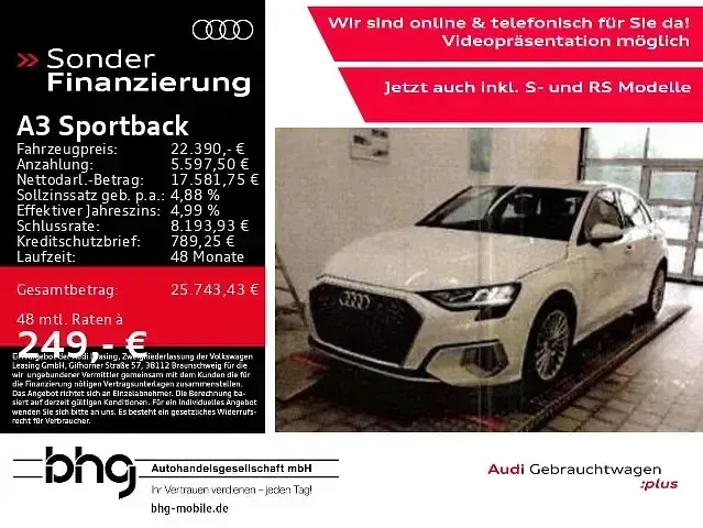 Gebraucht Audi A3 Advanced 110 PS (80 kW) 2023 Weiß Limousine