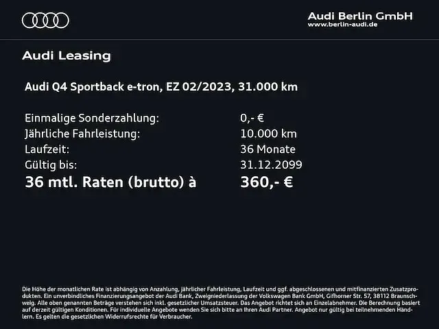 Gebraucht Audi Q4 Sportback e-tron Comfort 125 kW (170 PS) 2023 Kieselgrau SUV