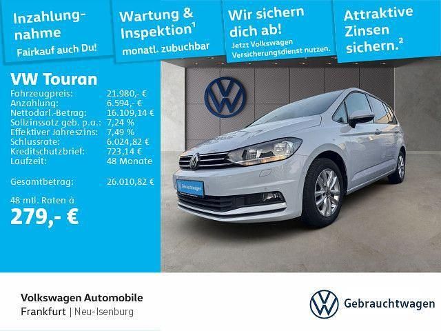 White silver metallic Gebraucht 2018 VW Touran Comfortline Van / Kleinbus | 21.980 € (Fairer Preis) - Bild 1/4