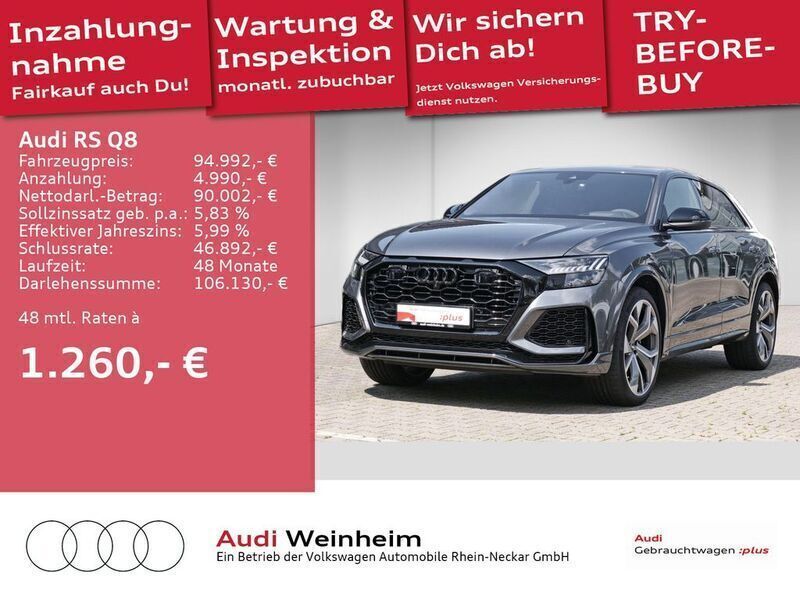 Daytonagrau perleffekt Gebraucht 2020 Audi RS Q8 Advanced SUV | 94.992 € (Fairer Preis) - Bild 1/2
