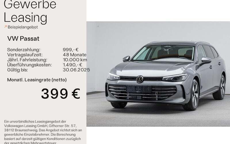Grau Neu 2025 VW Passat Business Kombi | 56.340 € - Bild 1/4