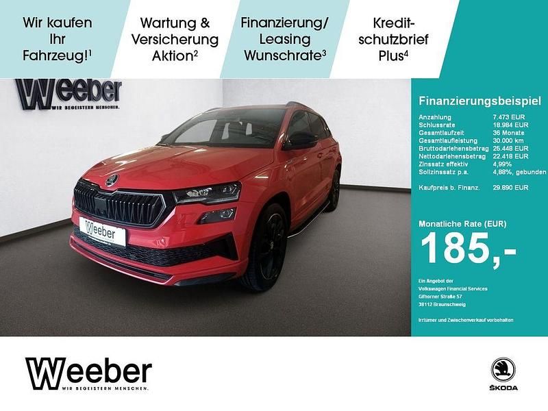 Velvetrot (metallic) Gebraucht 2022 Skoda Karoq SportLine SUV | 29.890 € (Guter Preis) - Bild 1/4
