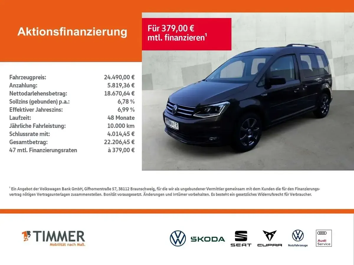 Gebraucht VW Caddy Comfortline 150 PS (110 kW) 2019 Braun Van / Kleinbus