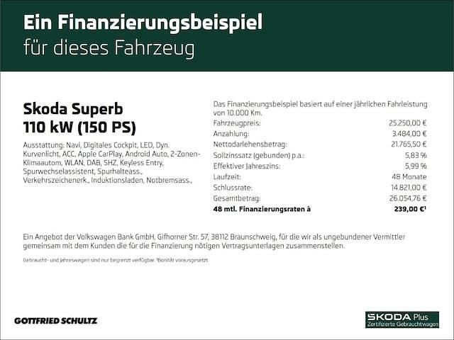Gebraucht Skoda Superb Ambition 150 PS (110 kW) 2023 Energyblau Kombi