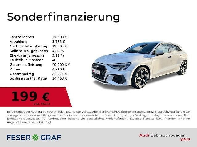 Ibisweiß Gebraucht 2023 Audi A3 Sportback e-tron S-Line Kleinwagen | 25.590 € (Superpreis) - Bild 1/4