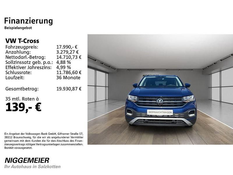 Gebraucht VW T-Cross Active 110 PS (80 kW) 2021 Reef blue metallic (metallic) SUV