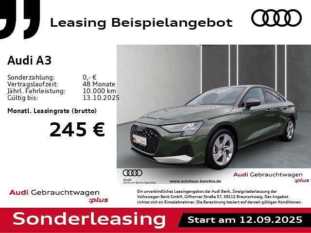 Distriktgrün metallic Gebraucht 2025 Audi A3 Advanced Plus Limousine | 29.351 € (Guter Preis) - Bild 1/4