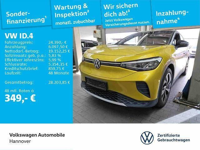 Honey yellow metallic/schwarz Gebraucht 2020 VW ID.4 Pro Performance SUV | 24.390 € (Guter Preis) - Bild 1/3