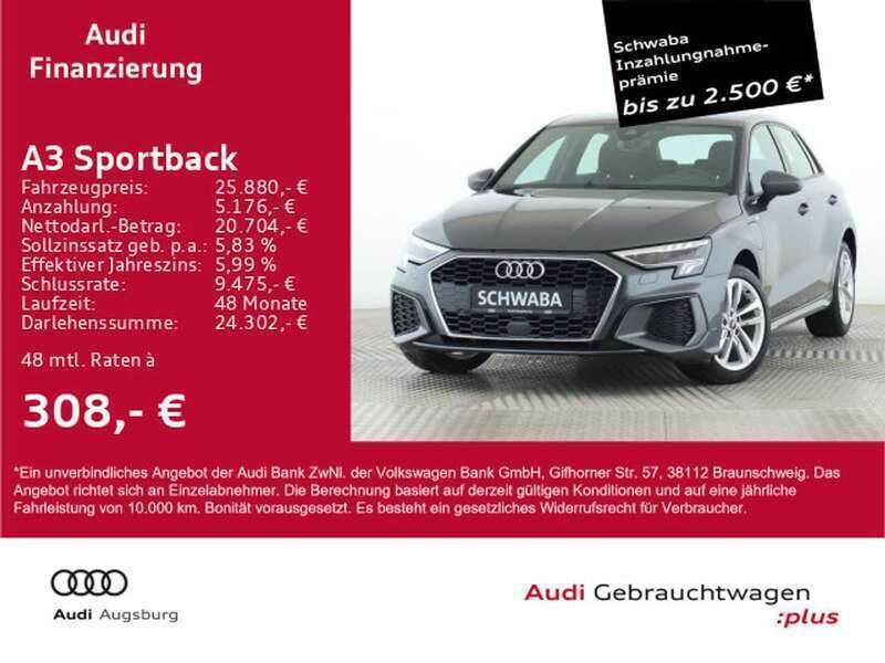 Daytonagrau perleffekt Gebraucht 2021 Audi A3 e-tron S-Line Kleinwagen | 25.880 € (Guter Preis) - Bild 1/4