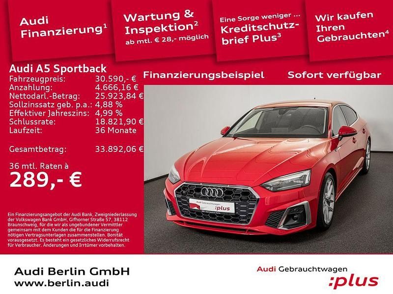 Tangorot metallic Gebraucht 2022 Audi A5 Sportback Ambiente Limousine | 30.590 € (Superpreis) - Bild 1/3