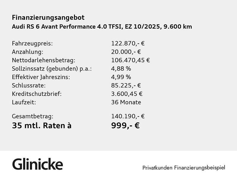 Gebraucht Audi RS6 Performance 630 PS (463 kW) 2025 Ascariblau metallic Kombi