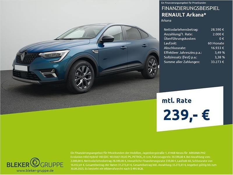 Blau sansibar Neu 2025 Renault Arkana Evolution SUV | 30.590 € - Bild 1/3