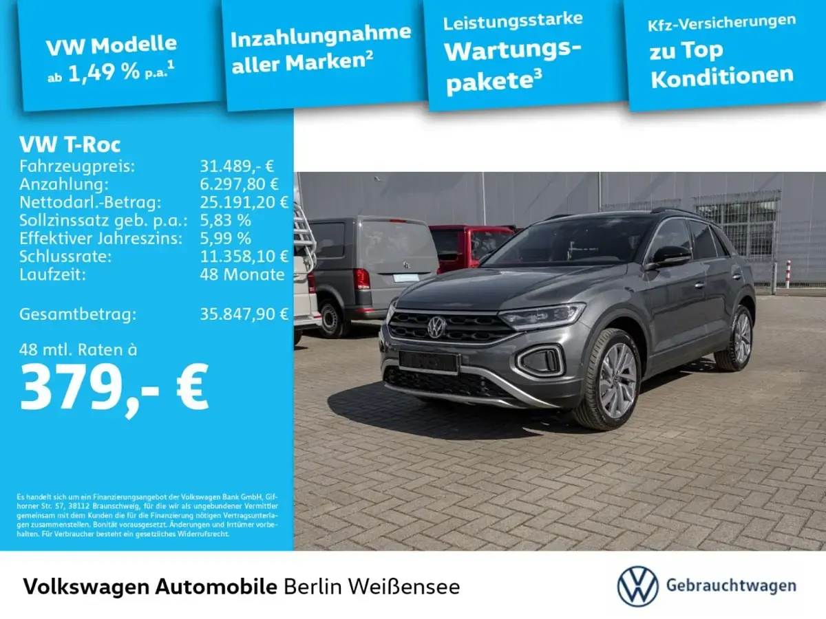 Gebraucht VW T-Roc IQ Drive 150 PS (110 kW) 2025 Indiumgrau metallic schwarz SUV