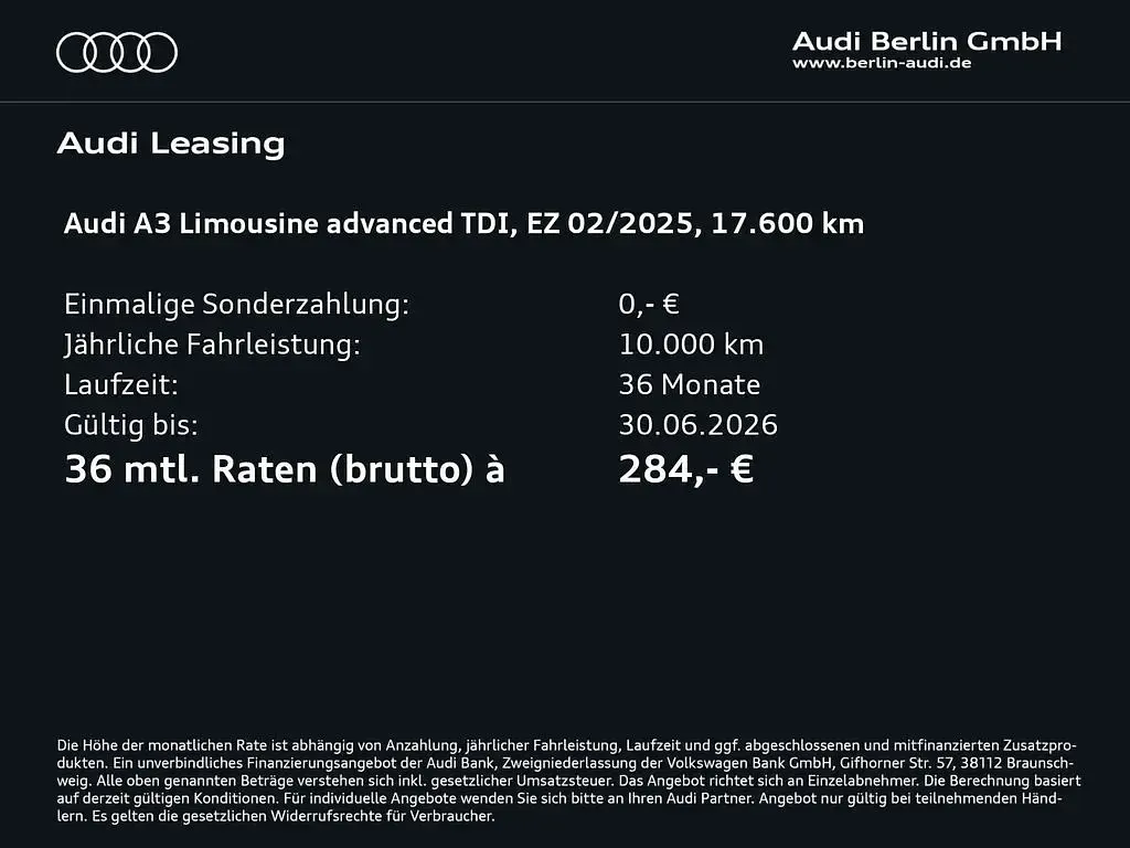 Gebraucht Audi A3 Advanced Plus 150 PS (110 kW) 2025 Navarrablau metallic Limousine