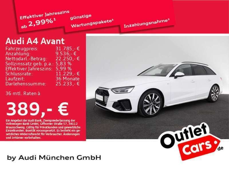 Ibisweiß Gebraucht 2023 Audi A4 S-Line Kombi | 32.443 € (Guter Preis) - Bild 1/1