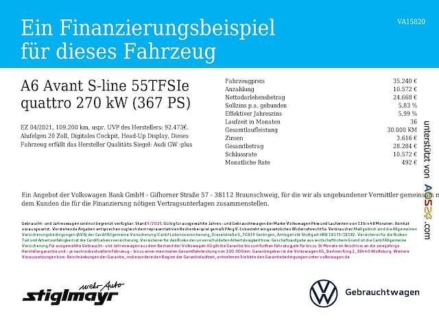 Gebraucht Audi A6 S-Line 367 PS (269 kW) 2021 Individuallackierungen audi exclusive Kombi
