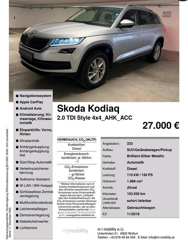 Gebraucht 2018 Skoda Kodiaq Style SUV | 25.500 € (Etwas zu teuer) - Bild 1/4