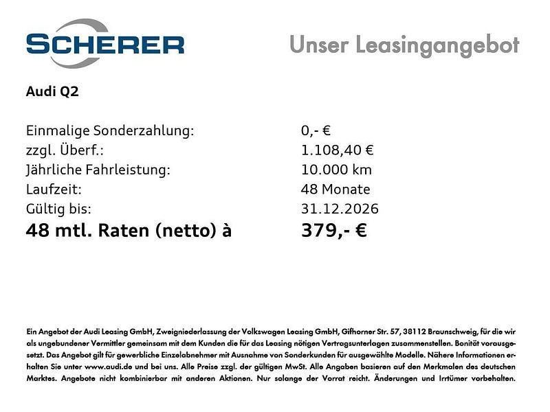 Neu Audi Q2 150 PS (110 kW) 2026 Schwarz SUV