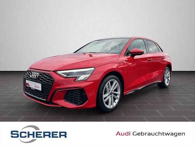 Tangorot metallic Gebraucht 2021 Audi A3 Sportback e-tron S-Line Kleinwagen | 23.990 € (Fairer Preis) - Bild 1/4
