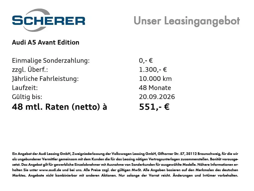 Neu Audi A5 Edition .1 367 PS (269 kW) 2026 Schwarz Kombi