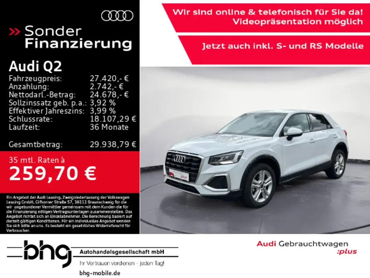Gebraucht Audi Q2 Advanced Plus 150 PS (110 kW) 2025 Gletscherweiß metallic SUV