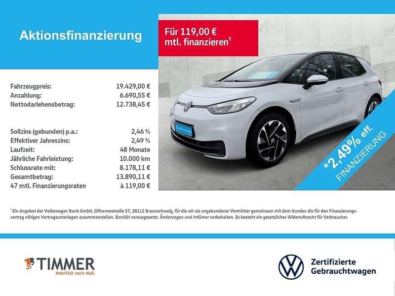 Gebraucht VW ID.3 Pure 110 kW (150 PS) 2021 Weiß Kleinwagen