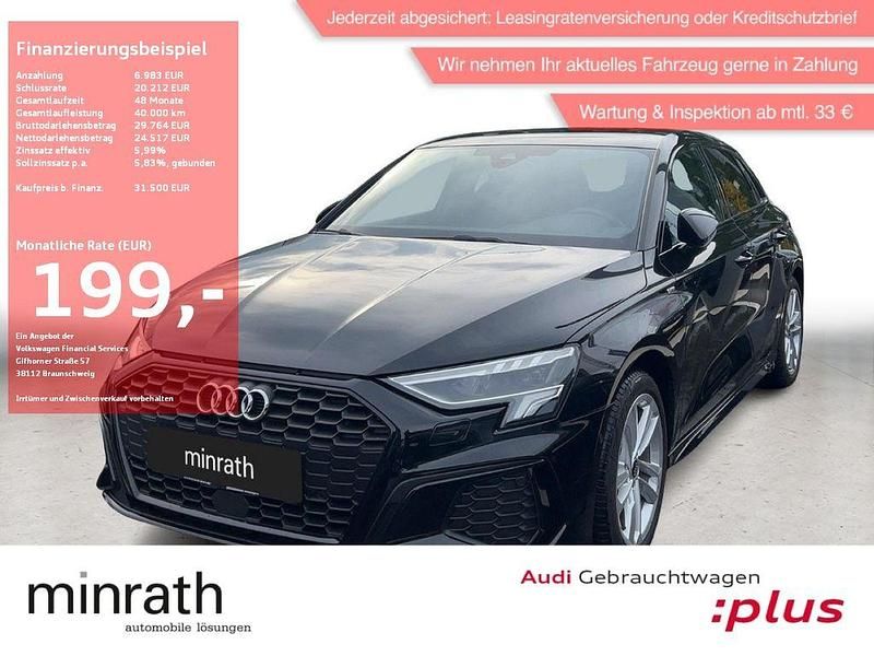 Schwarz Gebraucht 2024 Audi A3 Sportback S-Line Limousine | 31.500 € (Superpreis) - Bild 1/4