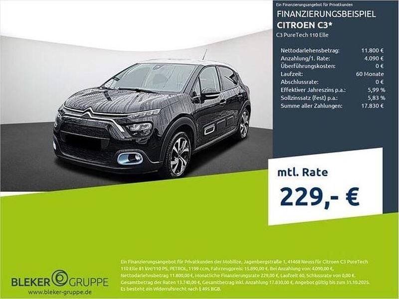 Perlaneraschwarz (metallic) Gebraucht 2023 Citroën C3 PureTech Kleinwagen | 15.840 € (Fairer Preis) - Bild 1/3