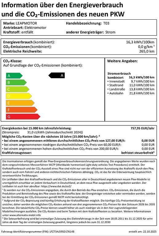 Silber Neu 2025 Leapmotor T03 Kleinwagen | 20.600 € (Fairer Preis) - Bild 1/2