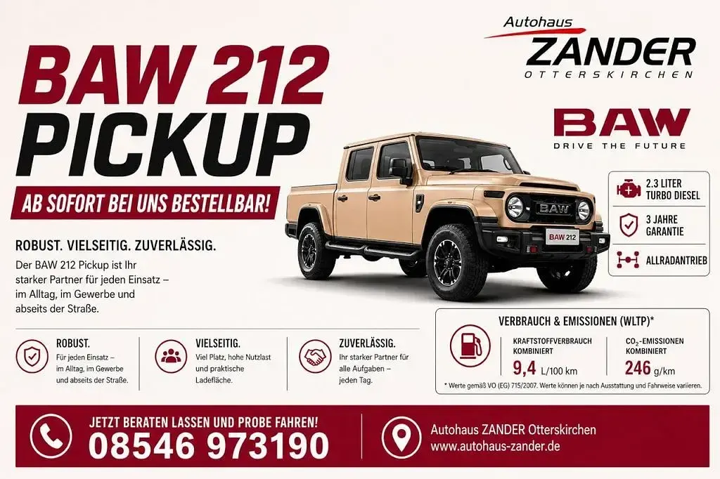 Neu BAW 212 190 PS (139 kW) 2026 Grau Pickup