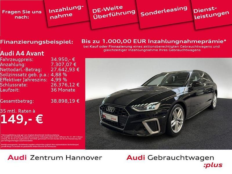 Mythosschwarz metallic Gebraucht 2023 Audi A4 S-Line Kombi | 34.950 € (Fairer Preis) - Bild 1/4