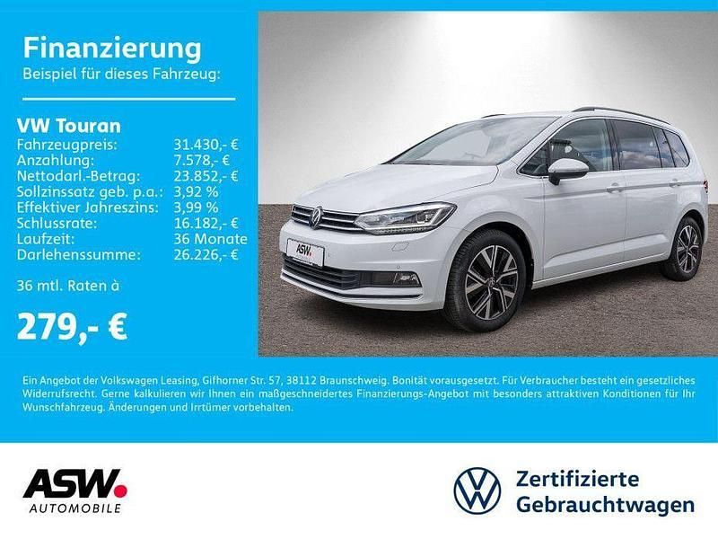 Pure white Gebraucht 2022 VW Touran Highline Van / Kleinbus | 31.430 € (Fairer Preis) - Bild 1/4