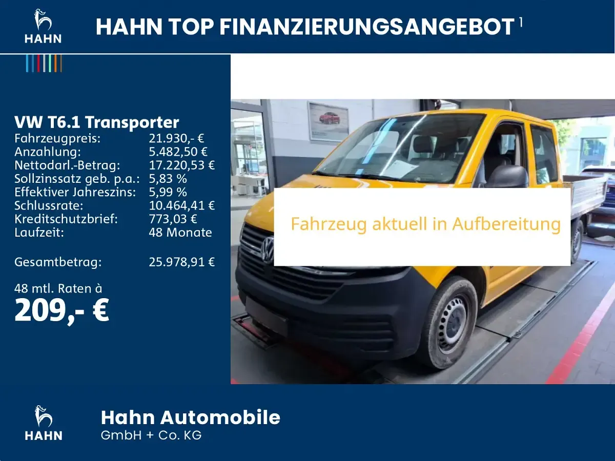 Gebraucht VW T6.1 150 PS (110 kW) 2020 Gelb Van