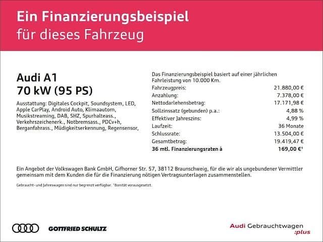 Gebraucht Audi A1 Sportback Advanced 95 PS (69 kW) 2024 Schwarz Kleinwagen